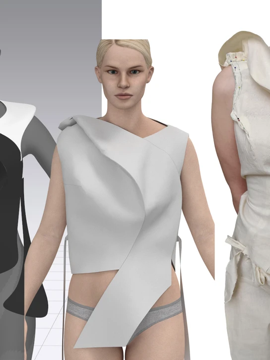 Using digital tools like CLO 3D and Gravity Sketch alongside material experiments, this project explores how sculptural and avant-garde fashion can blend visual impact with comfort, function, and durability. Designed by Elena Holban, Fashion Designer. In collaboration with Liselotte Hornstrup.