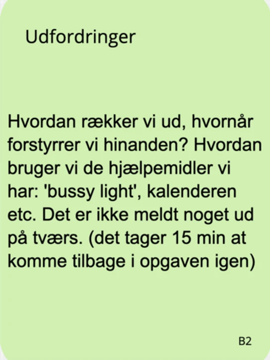 Eksempel på sigtekort fra medarbejderudsagn fra stafet-samtaler.