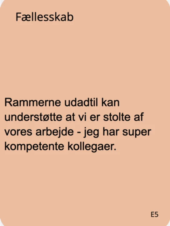 Eksempel på sigtekort fra medarbejderudsagn fra stafet-samtaler.